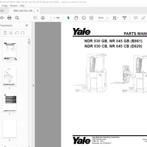 Yale NDR 030 GB, NR 045 GB (B861) & NDR 030 CB, NR 045 CB (D829) Parts Manual PDF