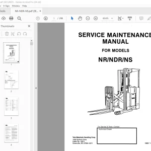 Yale Forklift NR / NDR / NS Service Maintenance Manual - PDF DOWNLOAD