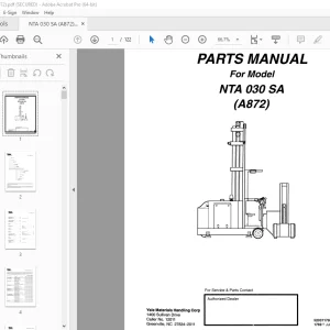 Yale Forklift NTA 030 SA (A872) Parts Manual PN 520371769 -PDF