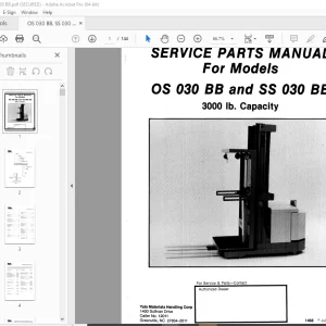 Yale Forklift OS 030 BB & SS 030 BB Service Parts Manual - PDF DOWNLOAD