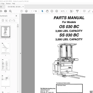 Yale Forklift OS 030 BC, SS 030 BC Parts Manual - PDF DOWNLOAD