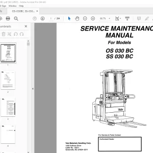 Yale Forklift OS 030 BC SS 030 BC Service Maintenance Manual PDF