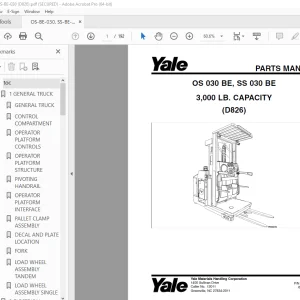 Yale Forklift OS 030 BE, SS 030 BE (D826) Parts Manual - PDF DOWNLOAD