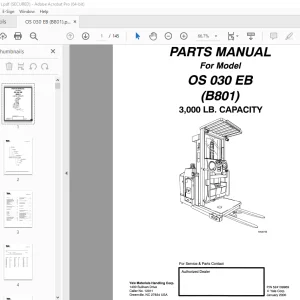 Yale Forklift OS 030 EB (B801) Parts Manual PN 524139969 PDF