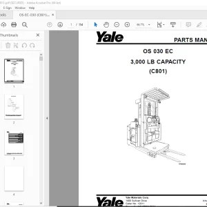 Yale Forklift OS 030 EC (C801) Parts Manual PN 524140407 PDF