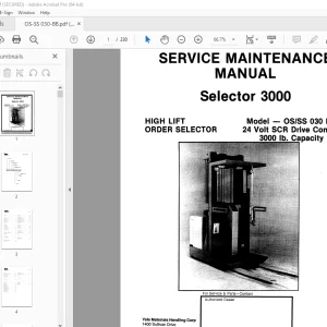 Yale Forklift OS/SS 030 BB 24Volt SCR Service Maintenance Manual PDF