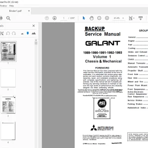 1989-1993 Mitsubishi Galant Chassis, Mechanical, Body & Electrical Service Manual - PDF