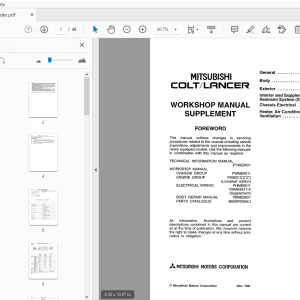 1998 Mitsubishi Colt/Lancer Supplement Service Manual - PDF
