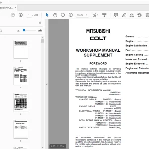 2001 Mitsubishi Colt Supplement Service Manual - PDF