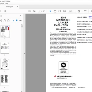 2003 MITSUBISHI LANCER EVOLUTION VIII BODY SERVICE MANUAL - PDF