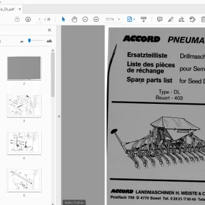 Accord Pneumatic DL Seed Drill Parts Manual - PDF