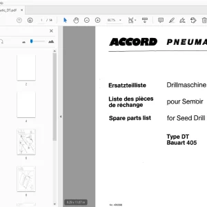 Accord Pneumatic DT Seed Drill Parts Manual - PDF