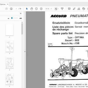 Accord Pneumatic Optima Precision Drill Parts Manual - PDF
