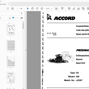Accord Pneumatic Seed Drill Parts Manual - PDF