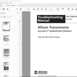 Allison Transmission 1000 & 2000 Product Families Troubleshooting Manual TS3977EN PDF