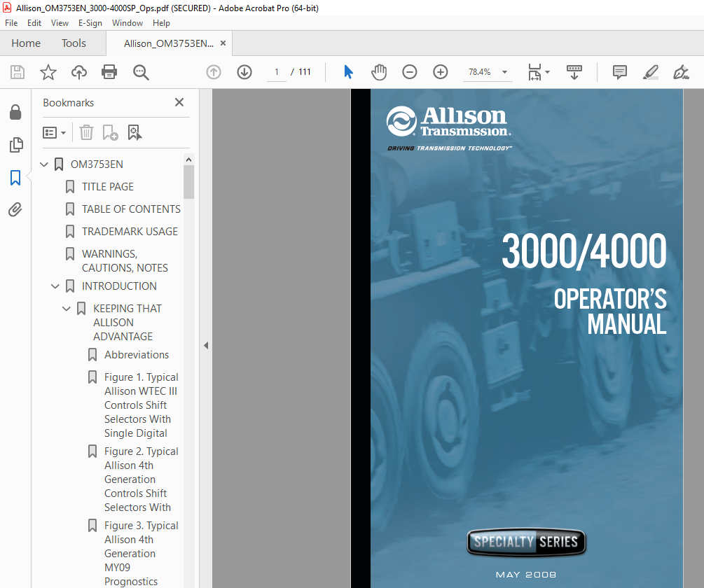 Allison Transmission 3000 / 4000 Operator's Manual - PDF DOWNLOAD ...