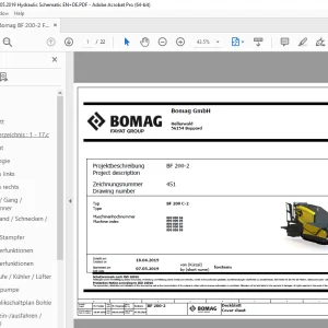 Bomag BF 200-2 Function.451 Hydraulic Schematic Manual EN_DE PDF