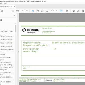 Bomag BF 800 P / BF 900 P T3 Deutz Function.412 Wiring Diagram Manual EN_IT PDF