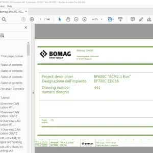 Bomag BF600C ACM2.1 Evo, BF700 EDC16 Function.441 Schematic Manual EN_DE PDF