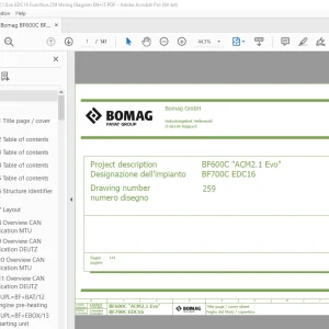 Bomag BF600C "ACM2.1 Evo" BF700C EDC16 Function.259 Wiring Diagram Manual EN_IT PDF