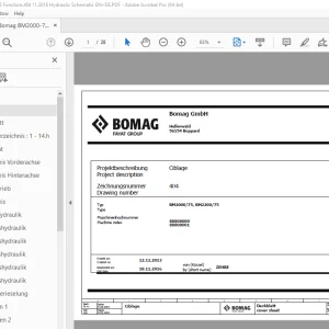 Bomag BM2000-75, BM2200-75 Function.404 Hydraulic Schematic Manual EN_DE PDF