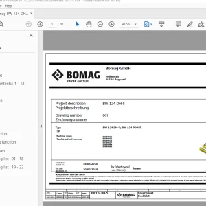 Bomag BW 124 DH-5, BW 124 PDH-5 Function.607 Hydraulic Schematic Manual EN_DE PDF