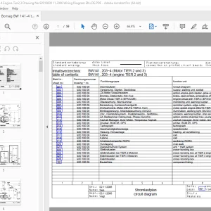 Bomag BW 141-4 to BW 203-4 Engine Tier2,3 Drawing No.92010008 Wiring Diagram Manual EN_DE PDF