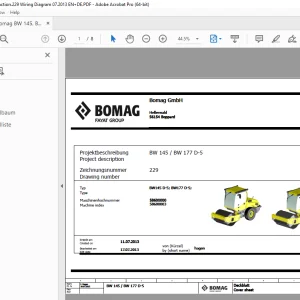 Bomag BW 145, BW 177 D-5 Function.229 Wiring Diagram Manual EN_DE PDF