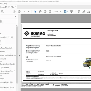 Bomag BW 174 ACP-4v AM Hybrid Function.682 Hydraulic Schematic Manual EN_DE PDF