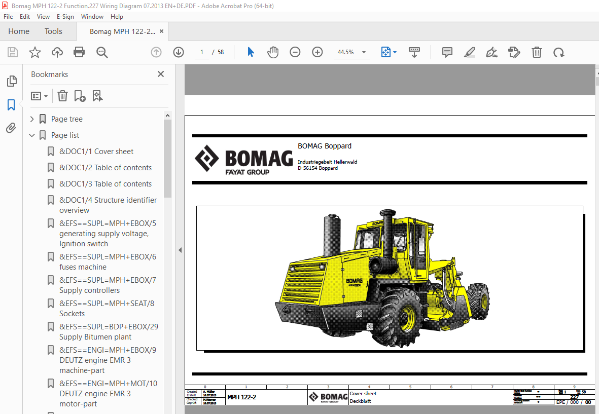 Bomag MPH 122-2 Function.227 Wiring Diagram Manual EN_DE - PDF DOWNLOAD ...