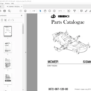 ISEKI Mower SSM60 Parts Manual 8672-097-120-00 - PDF DOWNLOAD