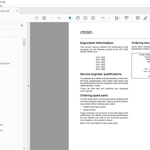 Crown Forklift GPC 3000 Service Manual  - PDF DOWNLOAD
