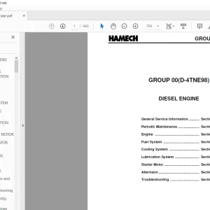 Crown Forklift IC Hamech 2012 - V47 D-4TNE98 DIESEL ENGINE Service Manual