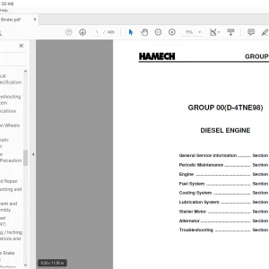 Crown Forklift IC Hamech D-4TNE98 DIESEL ENGINE Service Manual