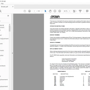 Crown Forklift MPC 3000 QPR Pallet Service Manual - PDF DOWNLOAD
