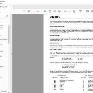 Crown Forklift PE 3000 Series Pallet Service Manual - PDF DOWNLOAD