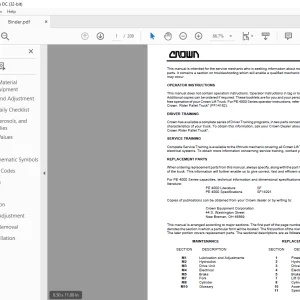 Crown Forklift PE 4000 Pallet Service Manual - PDF DOWNLOAD