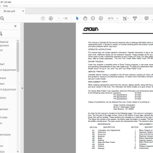 Crown Forklift PE Pallet Service Manual - PDF DOWNLOAD