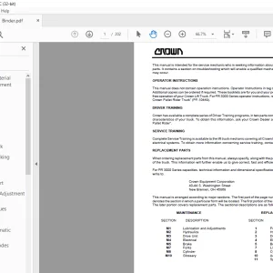 Crown Forklift PR 3000 Series Pallet Service Manual - PDF DOWNLOAD
