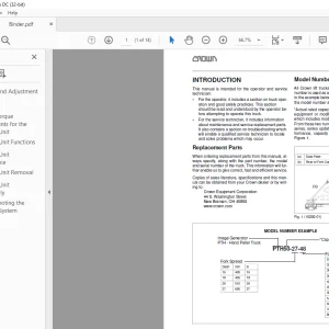 Crown Forklift PTH 50 Pallet Service Manual  - PDF DOWNLOAD