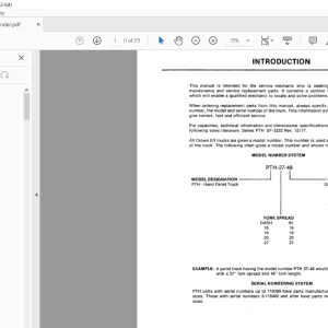 Crown Forklift PTH PTH50 Pallet Service Manual - PDF DOWNLOAD
