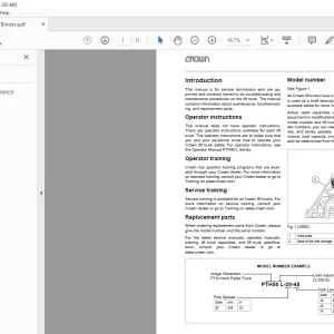 Crown Forklift PTH50 L Pallet Service Manual - PDF