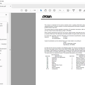 Crown Forklift RD Heated Cab Service Manual  - PDF DOWNLOAD
