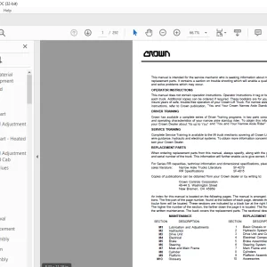 Crown Forklift RR HEATED CAB Service Manual - PDF DOWNLOAD