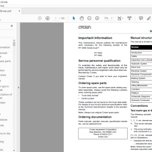 Crown Forklift RT 4000 Series Pallet Service Manual - PDF DOWNLOAD