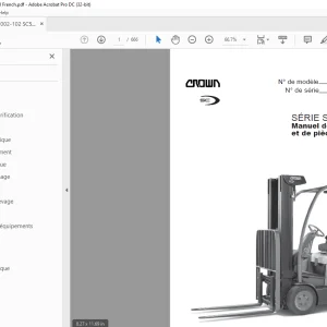 Crown Forklift SÉRIE SC 5200 Manuel de maintenance et de pièces de rechange