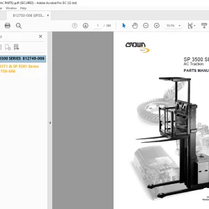 Crown Forklift SP 3500 SERIES AC Traction PARTS MANUAL - PDF DOWNLOAD