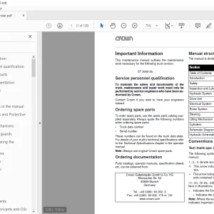 Crown Forklift ST 3000-25 Walkie Stacker Service Manual  - PDF DOWNLOAD