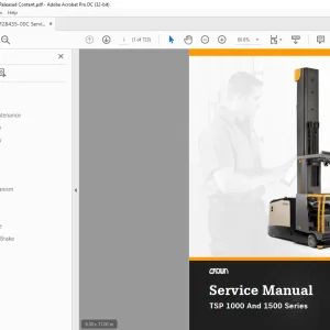 Crown Forklift TSP 1000 and 1500 Series Service Manual - PDF DOWNLOAD