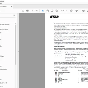Crown Forklift TW Service Manual  - PDF DOWNLOAD